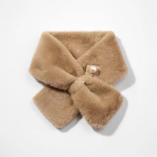 毛毛围脖加厚仿皮草保暖围巾韩版白色狐狸毛领子丝带球学生冬季女