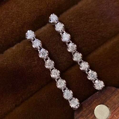 18K白金女镶嵌0.5克拉天然南非高品质钻石耳钉耳坠真金真钻送证书
