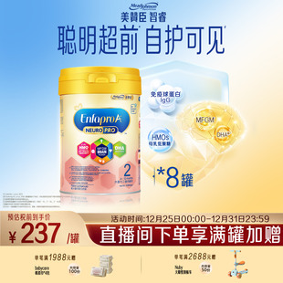 美赞臣港版 12月智睿HMO婴幼儿配方奶粉Neuropro2段900g8罐 进口6