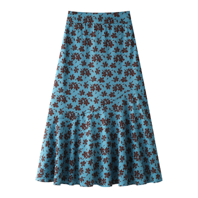 碎花鱼尾裙半身裙女2025新款夏季薄款修身显瘦中长款a字裙子伞裙