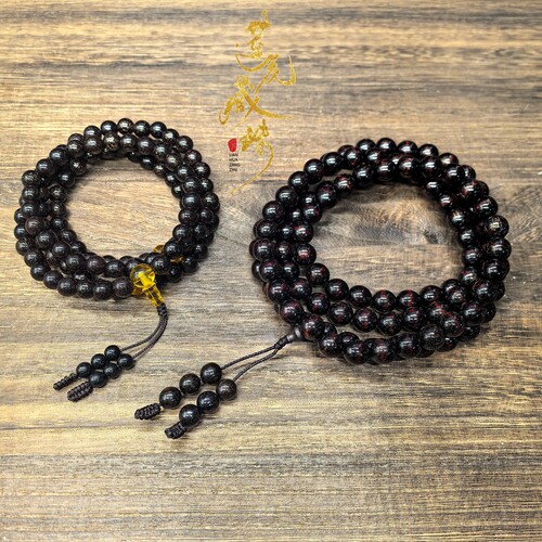 满金星小叶紫檀木108颗原籽念珠