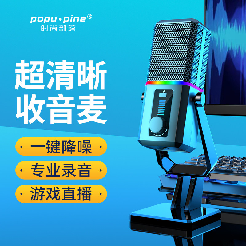 直播麦克风电脑台式游戏专用降噪话筒会议网课电竞USB录音电容麦