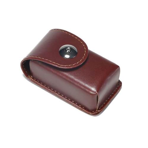 日式老花镜眼镜盒便携折叠牛皮真皮手感可挂皮带腰带裤腰防压通用