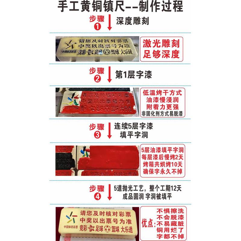 体彩福彩黄铜镇尺核对彩票提醒工具挡码压板压条压彩票压纸工