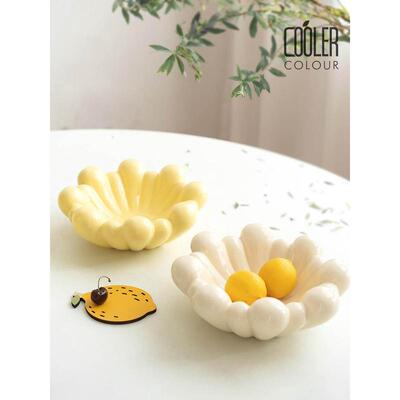 CoolerColour原创花朵fafa陶瓷水果盘奶油托盘茶几装饰零食摆放盘