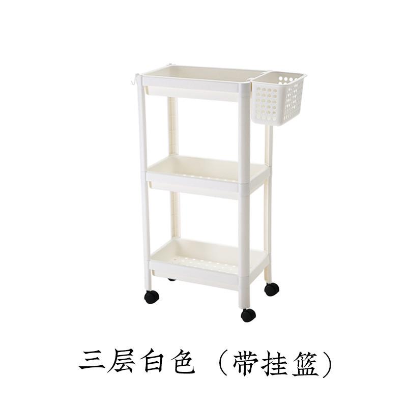 家用厨房落地果蔬置物架带整理洗手间多层收纳架洗浴用品滑轮架子