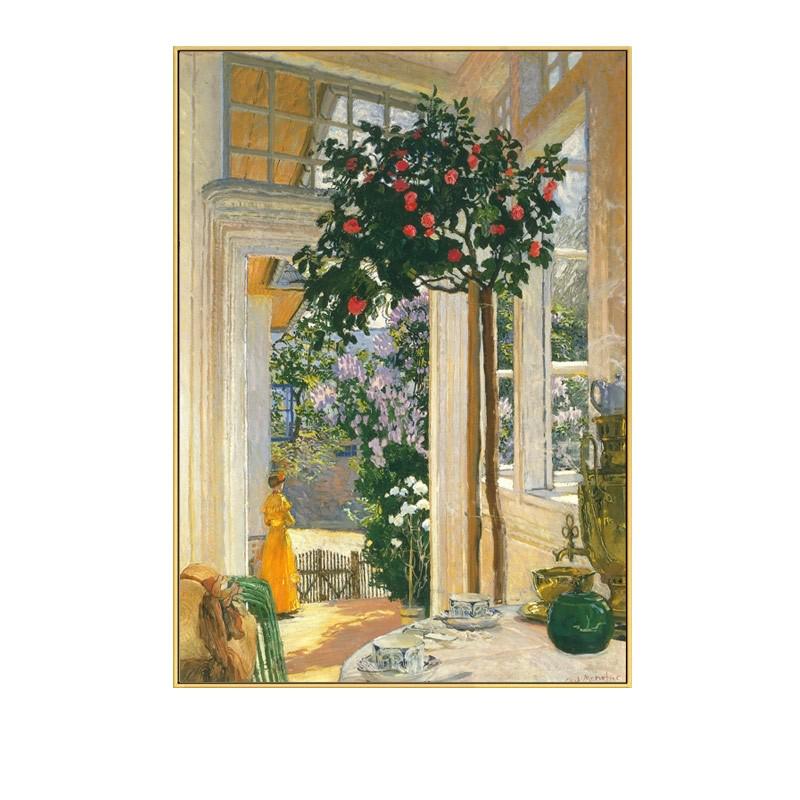 50n庭院风景欧美式人物餐厅油画装饰画客厅复古玄关走廊卧室床头