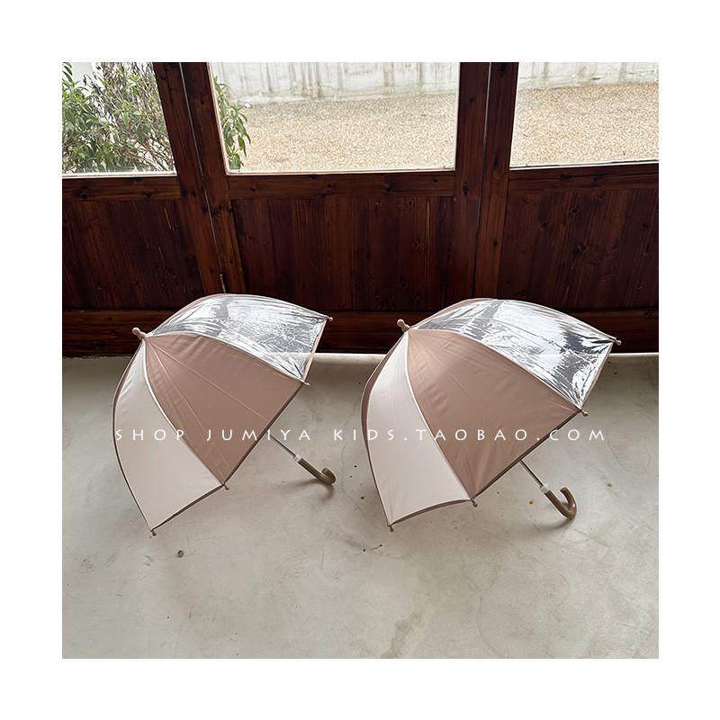 ins韩国儿童伞拼色卡其洋气男童拍照道具宝宝雨伞长柄伞,婴童用品,儿童雨伞/防晒伞,淘宝优惠券,粉丝福利购,淘宝优惠卷