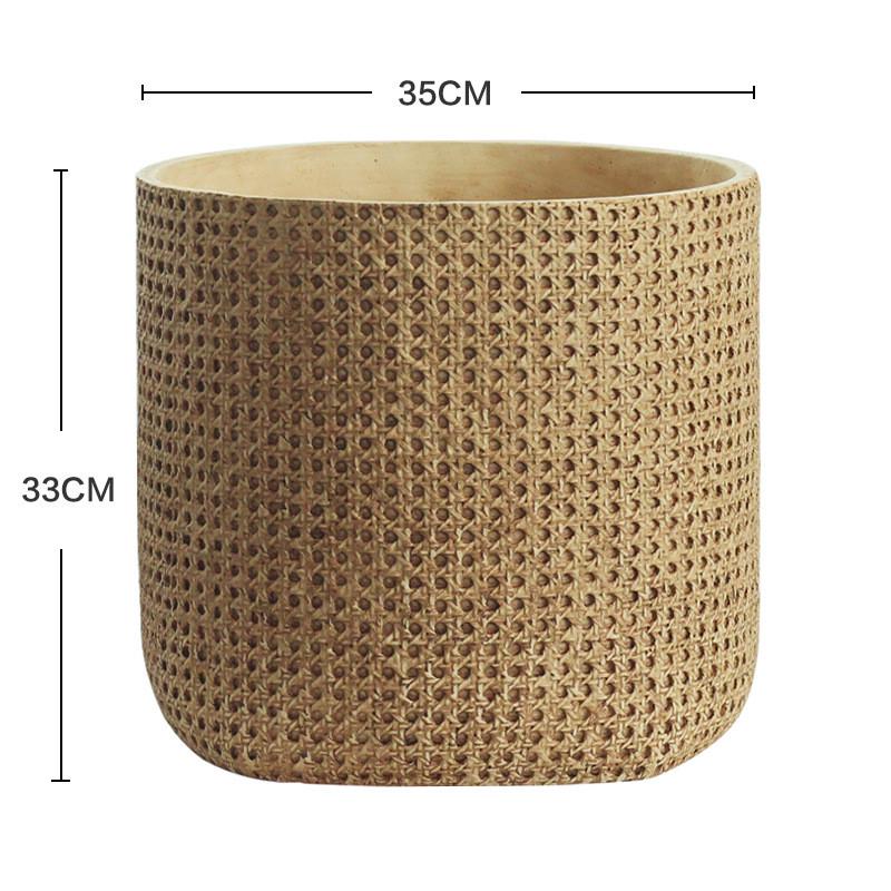 大号水泥花盆客厅落地北欧简约室内盆栽创意个性仿编织竹编盆器