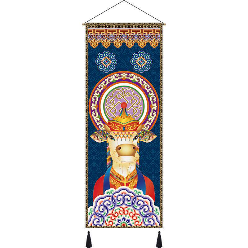 佳鹊蒙古族元素装饰挂画民族画挂布民宿餐厅蒙古包厢墙面布艺壁画