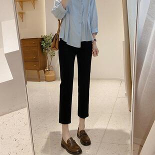 黑色裤女春秋新款九分小脚小个子八分休闲铅笔直筒裤夏薄