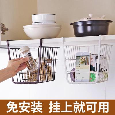 厨房橱柜下挂篮桌下隔板分层置物架神器式架挂架悬挂吊柜收纳衣柜