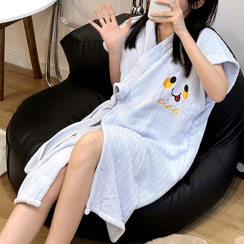 ll可爱浴巾可裹可穿式浴袍女夏季薄款大人学生宿舍睡袍吸水速干浴