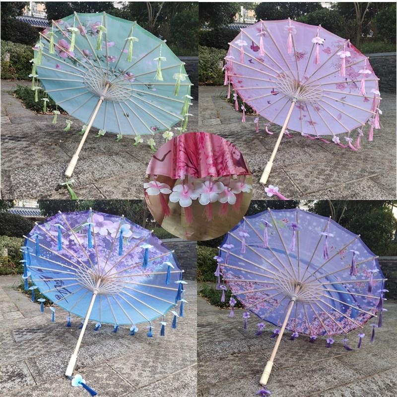 古风汉服流苏伞演出伞花瓣伞拍照道具伞舞蹈绸布伞工艺厂家