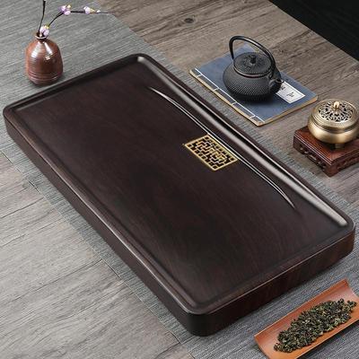 黑檀木茶盘实木家用新款客厅排水办公室仿整块原木茶托盘茶台家固