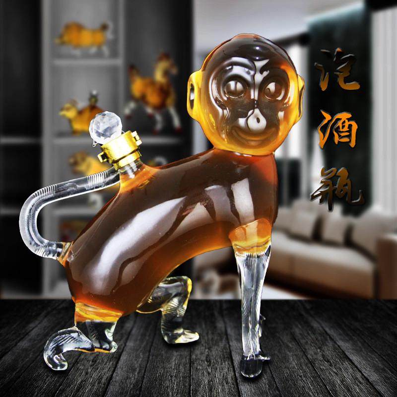 十二生肖猴子空白酒瓶玻璃工艺酒瓶动物酒瓶空酒瓶醒酒器泡酒瓶