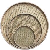 竹编簸箕有孔米筛子家用竹匾竹筐圆托盘晾晒绘画装 饰竹制品竹篦子