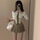 百褶子春装 学院风套装 jk制服辣妹条纹抹胸衬衫 搭配一整套
