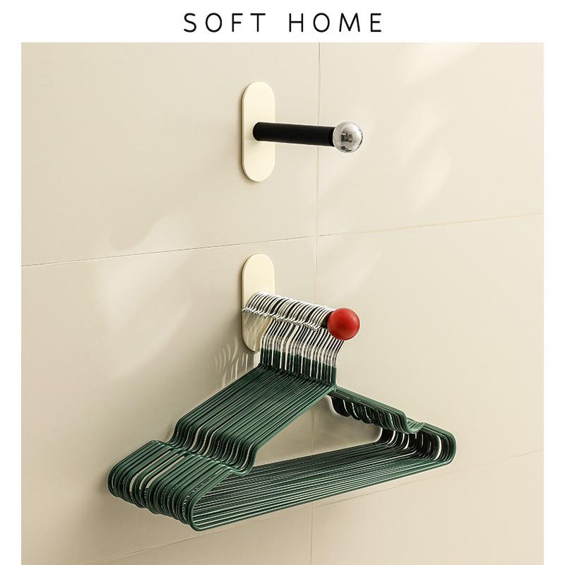 SOFTHOME创意衣架收纳架整理架免打孔卷纸架阳台家用壁挂墙上挂衣