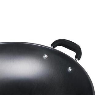 三无涂层三婶柴火劲爆41/43/47双耳圆底精铁炒锅叔加厚钢板大锅