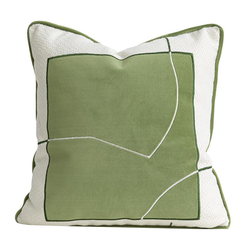 i9ek现代简约样板间床旗抱枕绿色组合压褶绗棉酒店民宿装饰床尾巾