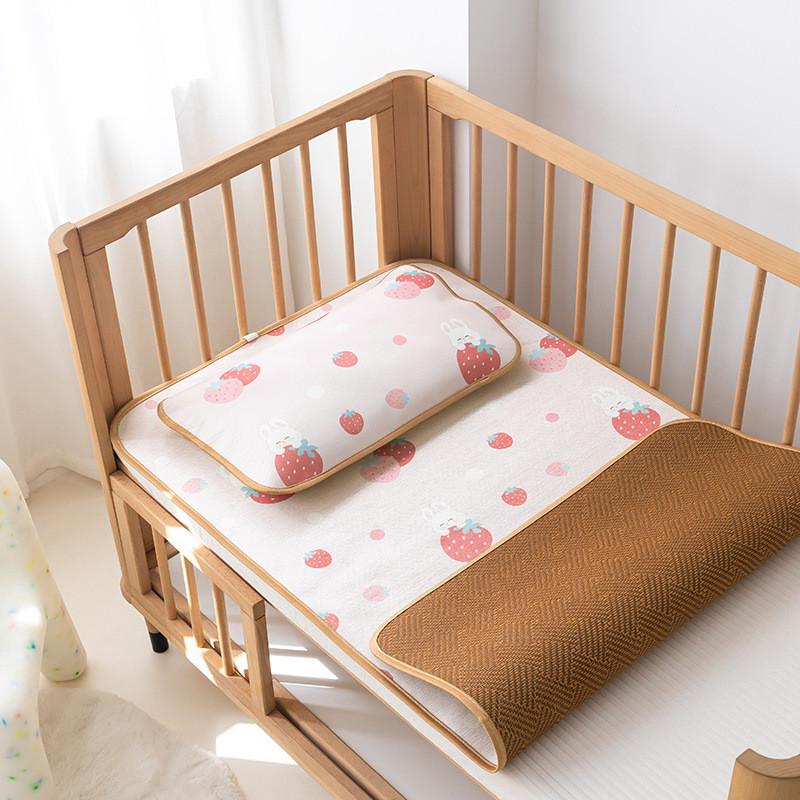 婴儿凉席宝宝小床冰丝席幼儿园午睡垫子夏季双面儿童藤席双面席子