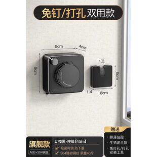 晾衣服隐形晾衣绳绳子室内免打孔卫生间隐形收缩阳台钢丝绳架