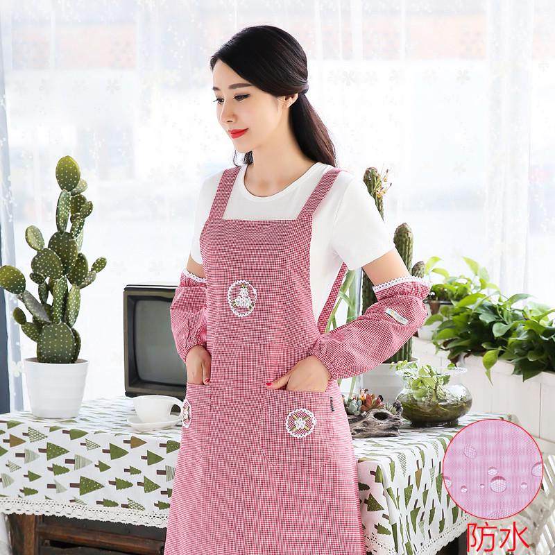 防水防油家用围裙两件套袖套厨房工作纯棉透气女背带时尚防污双层,家庭/个人清洁工具,围裙,淘宝优惠券,粉丝福利购,淘宝优惠卷