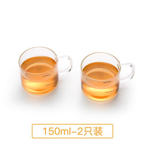 1p2r尚明耐热加厚玻璃水小茶杯功夫品茗杯带把酒杯玻璃杯子白酒