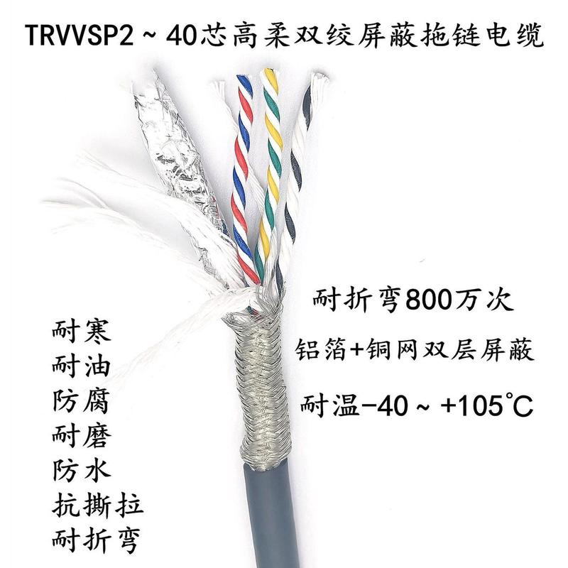 TRVVSP 高柔双绞屏蔽拖链电缆2 4 6芯0.5 1编码器信号线 耐折耐油