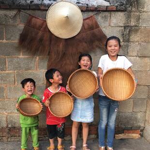 竹筛子圆簸箕竹编竹制品 厨房竹筐竹编馒头筐 竹筲箕手工竹编收