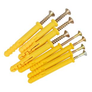 金杏黄色加长塑料膨胀螺丝尼龙自胶塞攻胀管螺钉涨栓螺栓锚栓