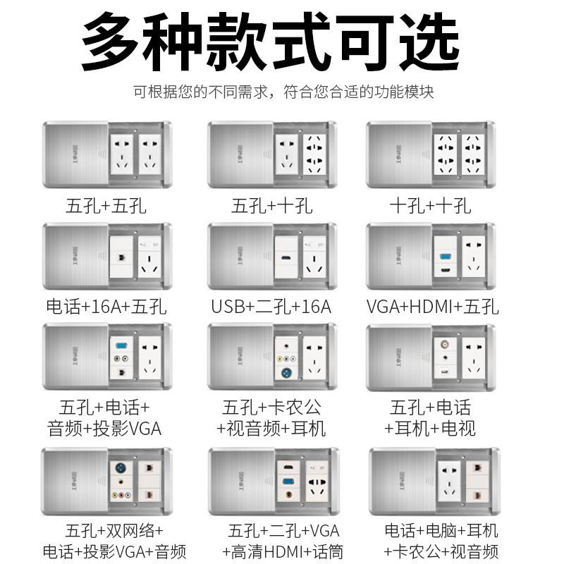 网络线地面面板滑盖家用平推式不锈钢地插座盖板防水地插隐形超薄