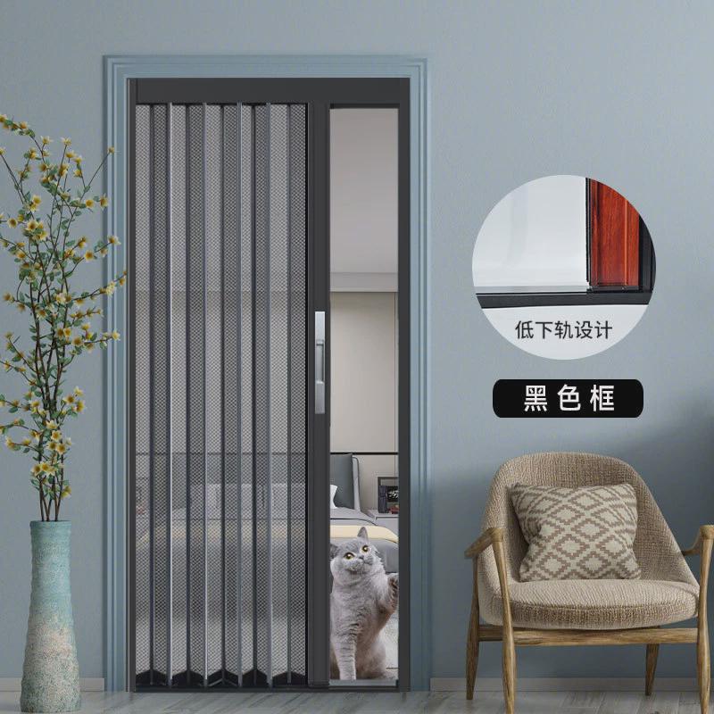低轨赛钢网金刚网折叠纱推拉式沙门防蚊防猫狗金钢隐形门纱门窗门