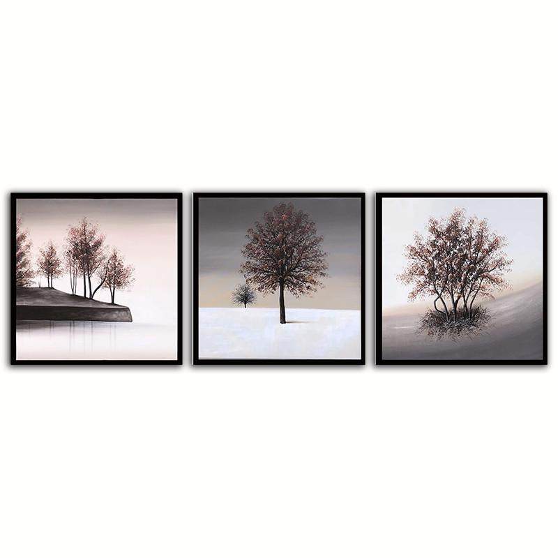 vhm7手绘北欧简约现代风景客厅沙发背景墙挂画油画装饰画帆布颜料