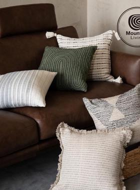 Mountain Living进口纯棉抱枕套沙发客厅床头墨绿色靠枕靠垫腰枕