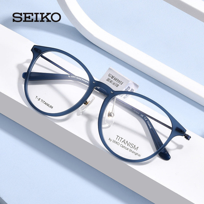 精工钛赞新款 全框钛材超轻复古 男女板材圆形近视眼镜框架TS6202