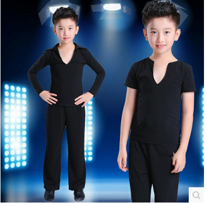 夏季短袖纯棉黑色练功服拉丁舞