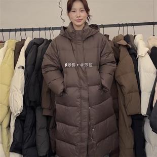 长款大被子羽绒服女2025冬季新款韩版宽松加厚过膝简约白鸭绒外套