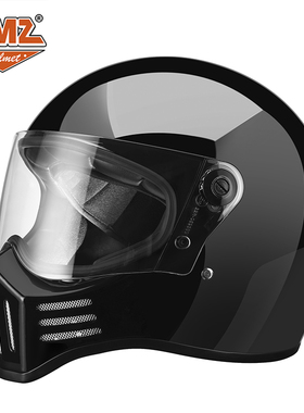 微瑕疵库存AMZ复古摩托车头盔玻璃钢四季通用哈雷全盔巡航3C认证