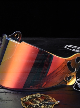 AMZ复古摩托车头盔镜片适用于919机车盔黑色镀银原厂防雾镜片多色