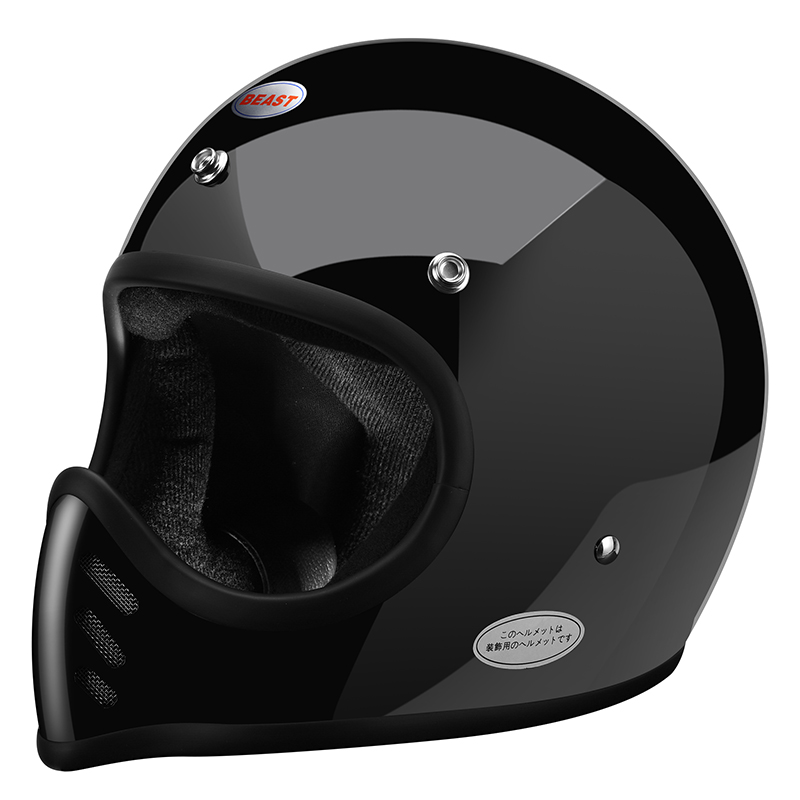 复古全覆式亮光黑机车男女巡航