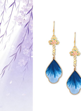 手工娘热销款新中式非遗掐丝线绒花金色耳环复古旗袍925银针