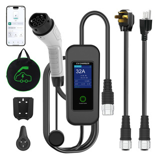 自动识别转换32A16A美规标准插头切换便携式家用欧标充电枪7kw新