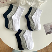 短筒袜ins潮运动船袜百搭透气吸汗中筒袜女 男士 纯色袜子夏季 薄款