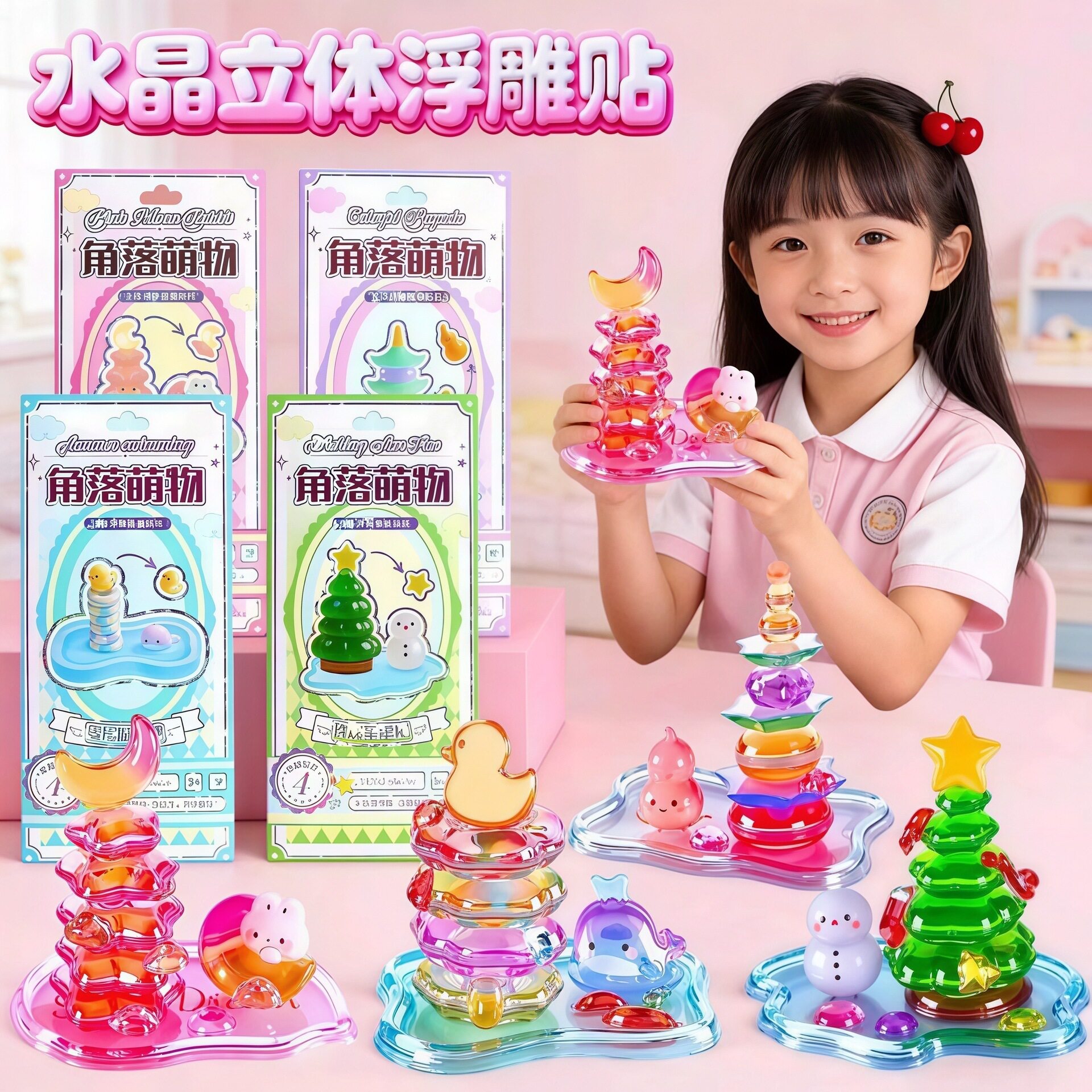 角落萌物水晶立体贴纸儿童DIY