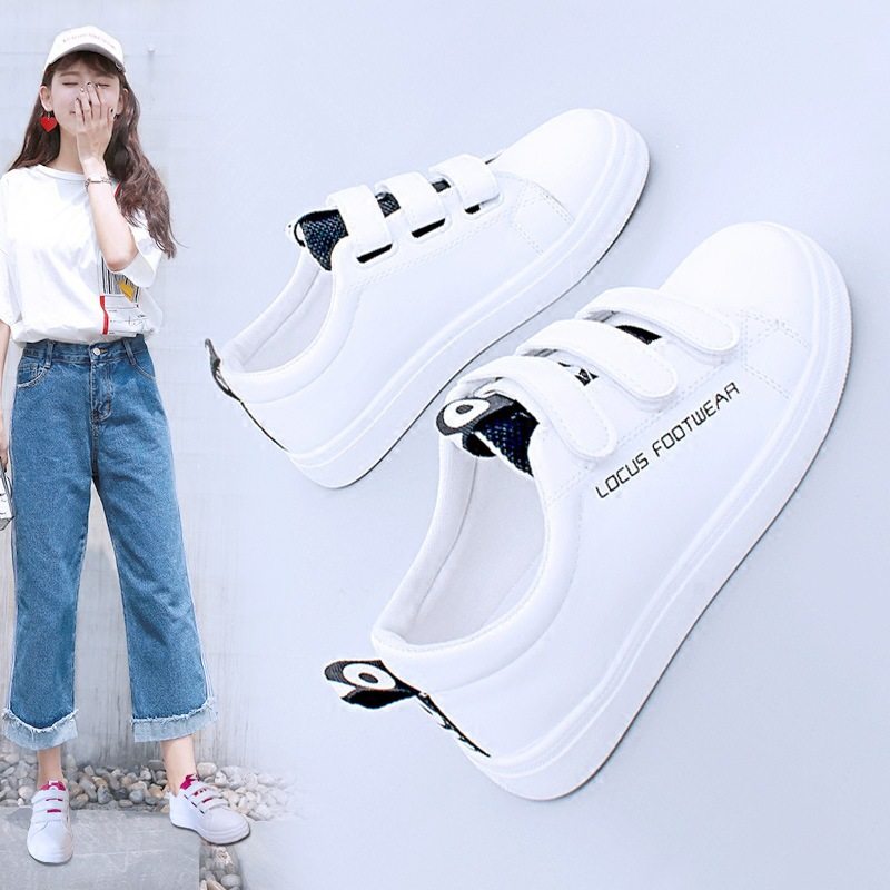 2026春季新款小白鞋女学生平底板鞋韩版休闲鞋运动魔术贴圆头女鞋,女鞋,休闲板鞋,淘宝优惠券,粉丝福利购,淘宝优惠卷