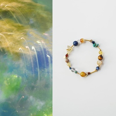 QIANTAO「苔青」原创中式天然多宝水晶事业手串招财转运手链礼物