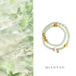 QIANTAO「寻芳」原创天然高品葡萄石手串多圈多宝转运女手链礼物