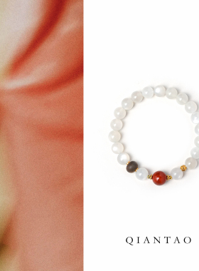 QIANTAO「寄雪」天然白月光水晶南红沉香手串转运女情侣手链礼物